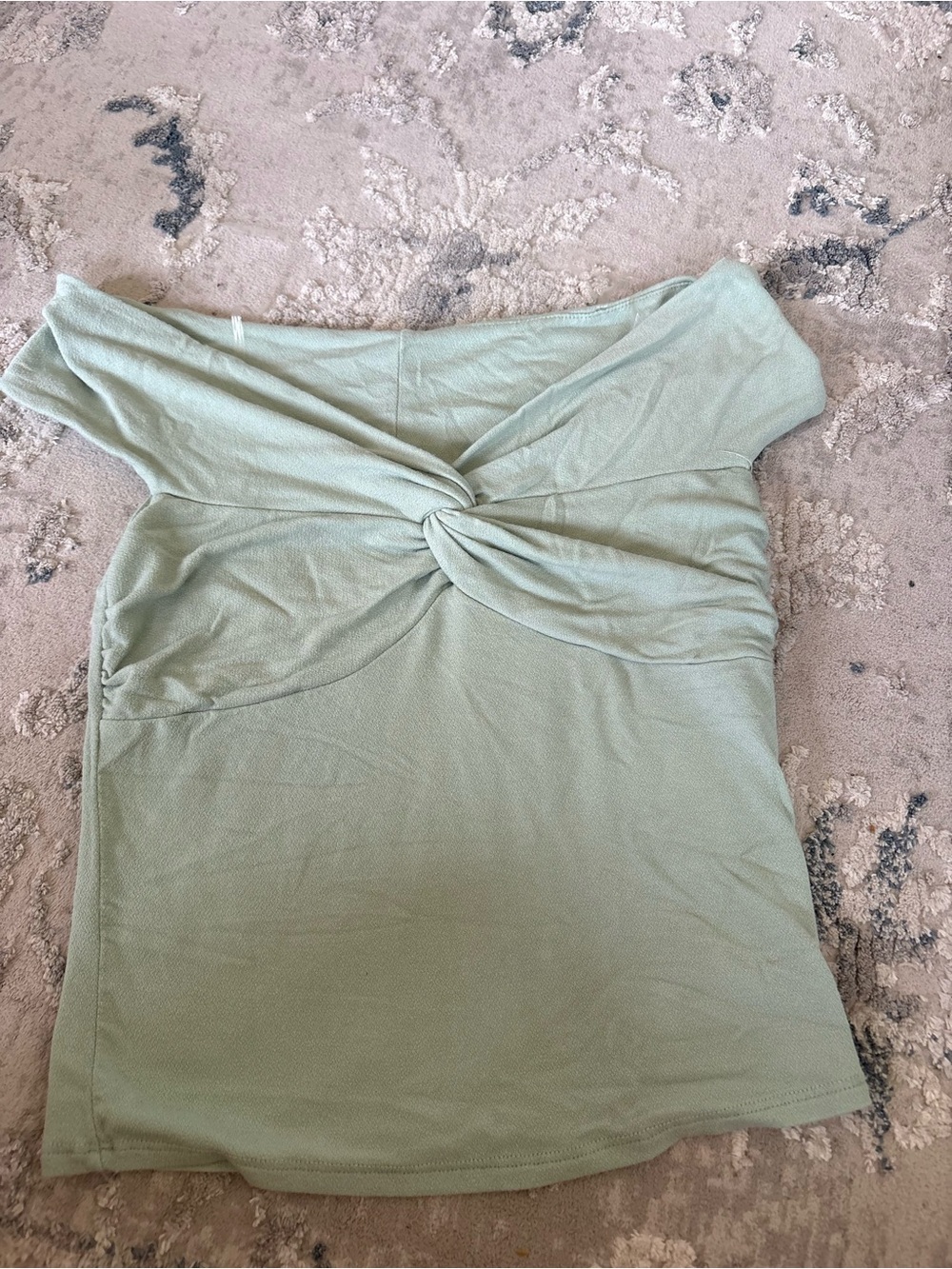 Off-Shoulder Twist Front Women's Top - Sage Green